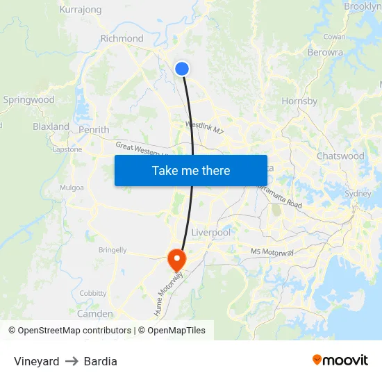 Vineyard to Bardia map