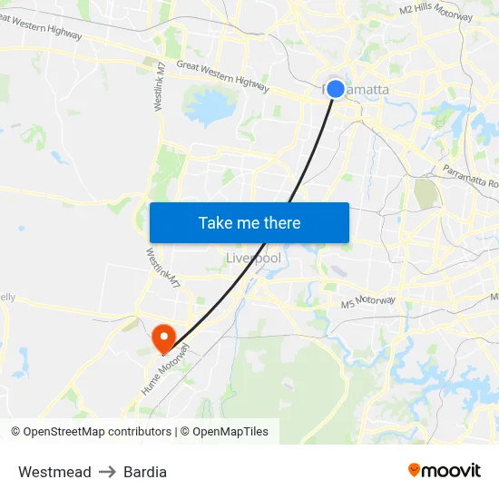 Westmead to Bardia map