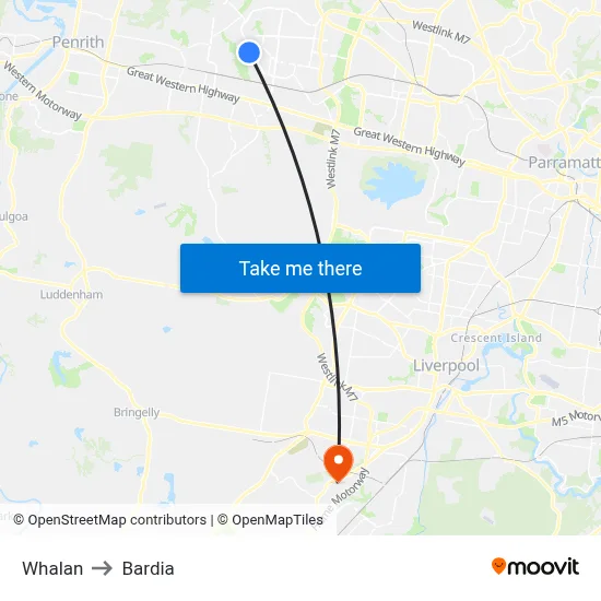 Whalan to Bardia map