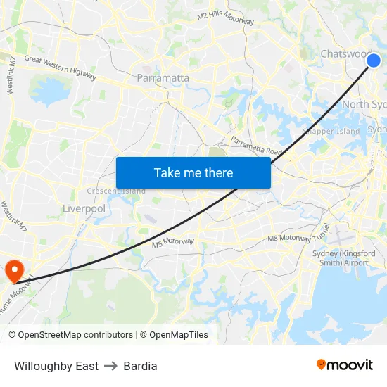 Willoughby East to Bardia map