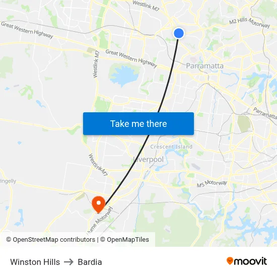 Winston Hills to Bardia map