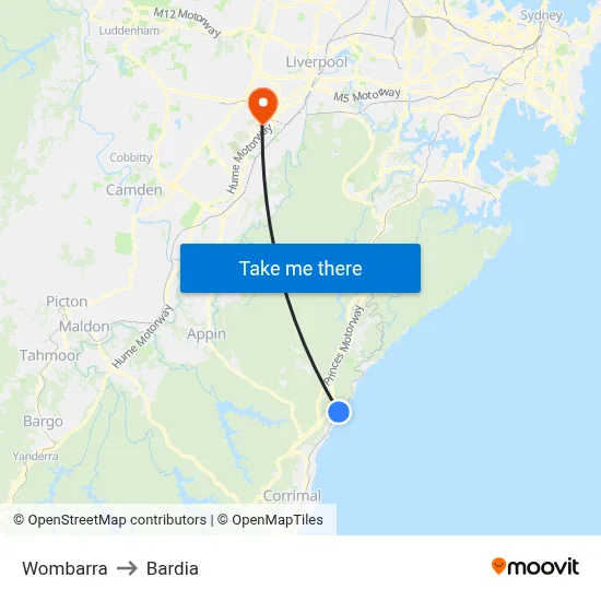Wombarra to Bardia map