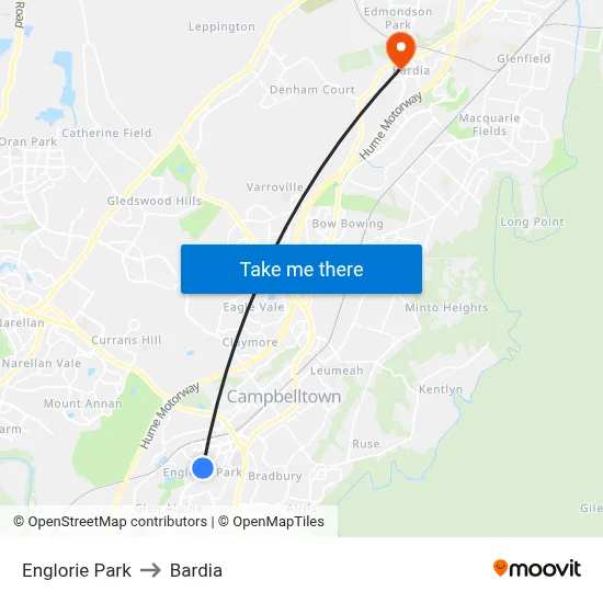 Englorie Park to Bardia map