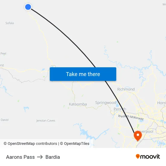 Aarons Pass to Bardia map