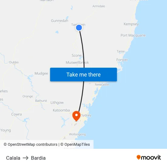 Calala to Bardia map