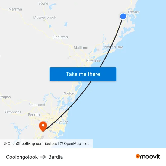 Coolongolook to Bardia map