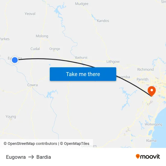 Eugowra to Bardia map