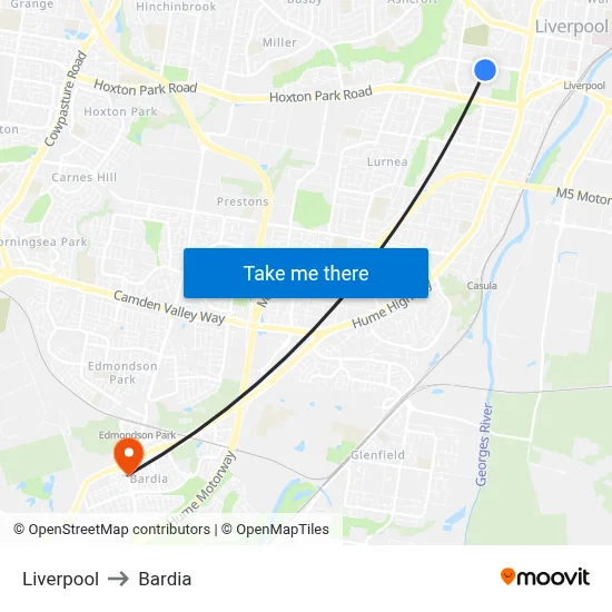 Liverpool to Bardia map