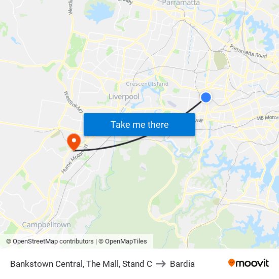 Bankstown Central, The Mall, Stand C to Bardia map