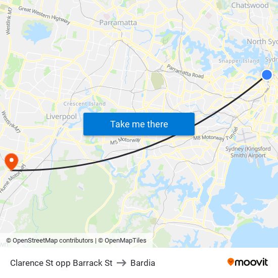 Clarence St opp Barrack St to Bardia map