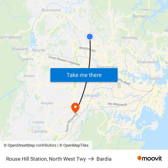 Rouse Hill Station, North West Twy to Bardia map