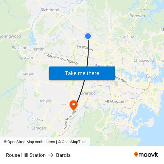 Rouse Hill Station to Bardia map