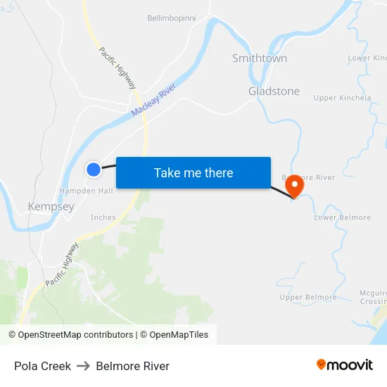 Pola Creek to Belmore River map