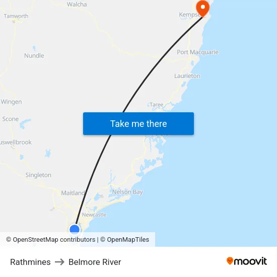 Rathmines to Belmore River map