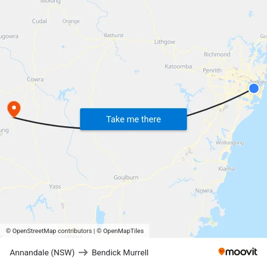 Annandale (NSW) to Bendick Murrell map