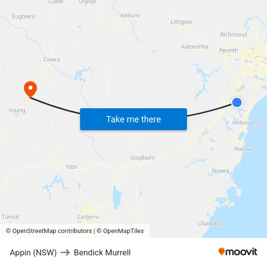 Appin (NSW) to Bendick Murrell map