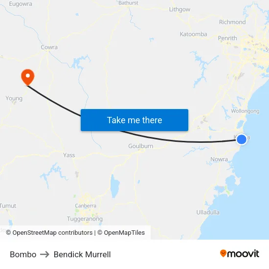 Bombo to Bendick Murrell map