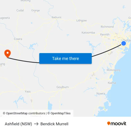 Ashfield (NSW) to Bendick Murrell map