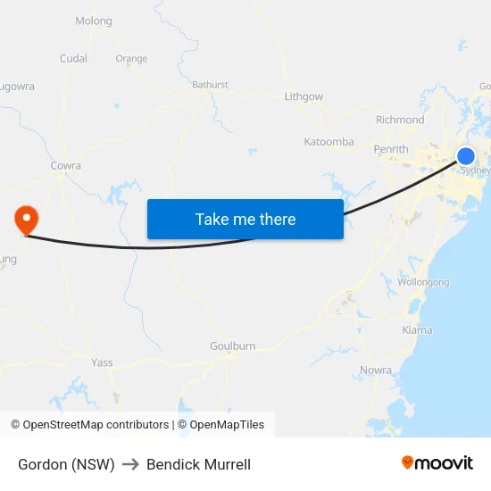 Gordon (NSW) to Bendick Murrell map