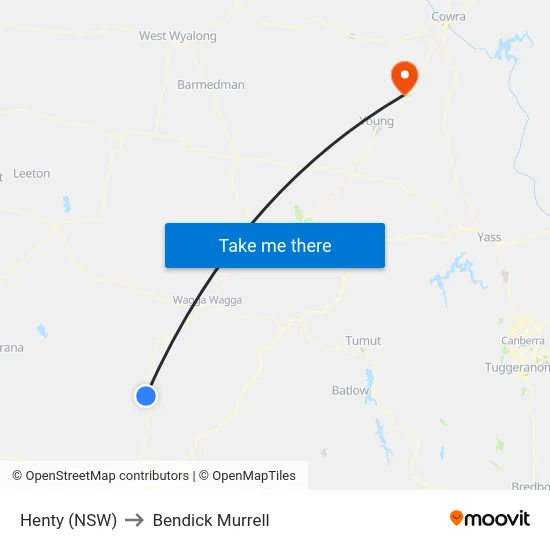 Henty (NSW) to Bendick Murrell map