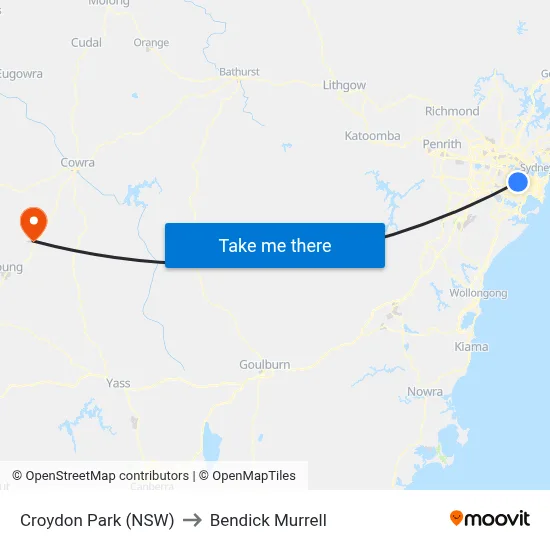Croydon Park (NSW) to Bendick Murrell map