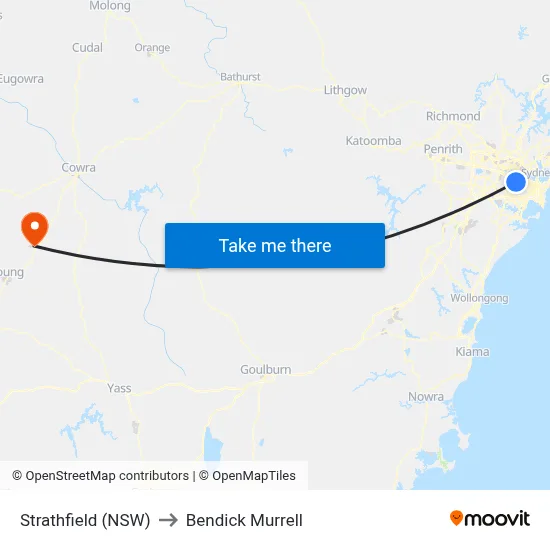 Strathfield (NSW) to Bendick Murrell map