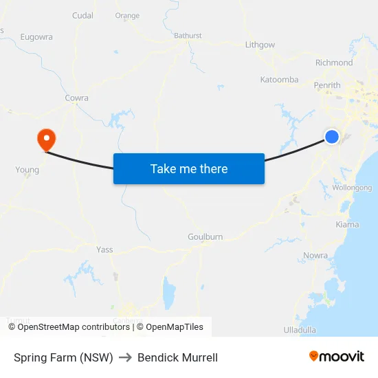 Spring Farm (NSW) to Bendick Murrell map