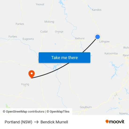 Portland (NSW) to Bendick Murrell map