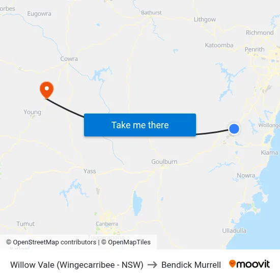 Willow Vale (Wingecarribee - NSW) to Bendick Murrell map