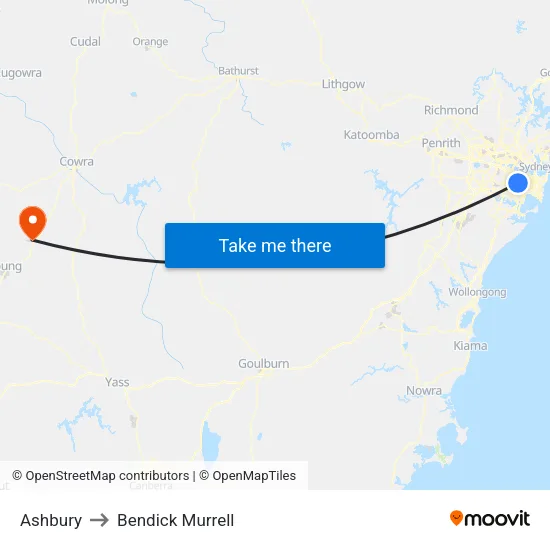 Ashbury to Bendick Murrell map