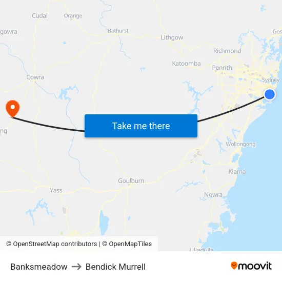 Banksmeadow to Bendick Murrell map