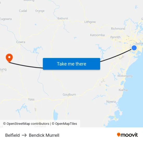 Belfield to Bendick Murrell map