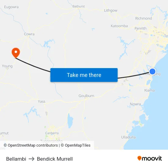 Bellambi to Bendick Murrell map