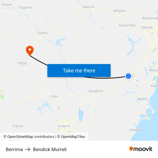 Berrima to Bendick Murrell map