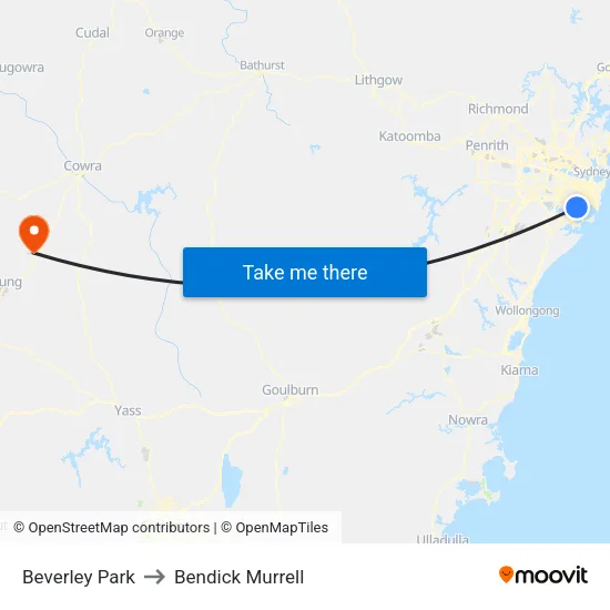 Beverley Park to Bendick Murrell map