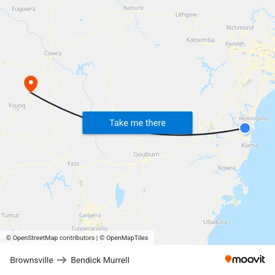 Brownsville to Bendick Murrell map