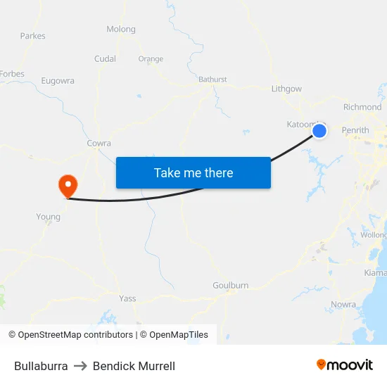 Bullaburra to Bendick Murrell map