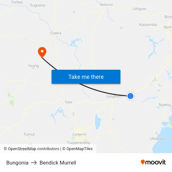 Bungonia to Bendick Murrell map