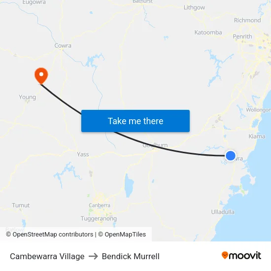 Cambewarra Village to Bendick Murrell map
