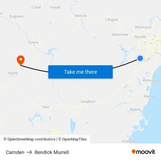 Camden to Bendick Murrell map