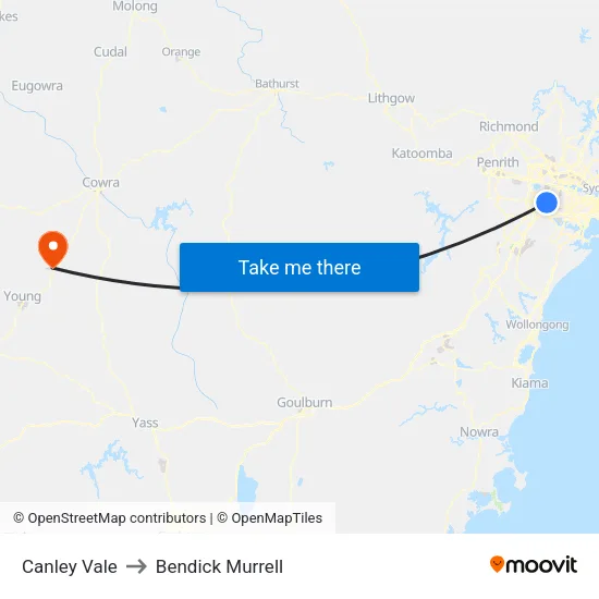 Canley Vale to Bendick Murrell map