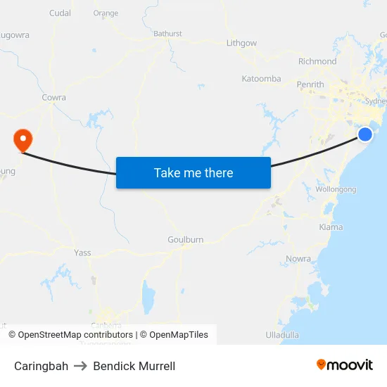 Caringbah to Bendick Murrell map