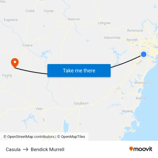 Casula to Bendick Murrell map