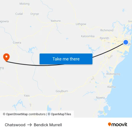 Chatswood to Bendick Murrell map