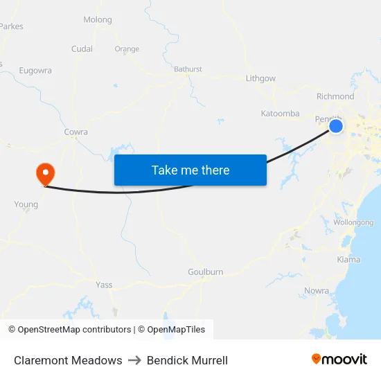 Claremont Meadows to Bendick Murrell map