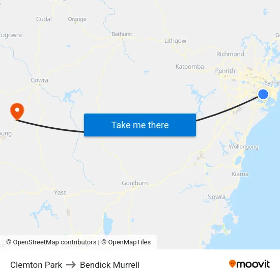 Clemton Park to Bendick Murrell map