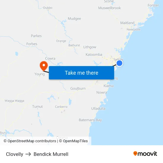 Clovelly to Bendick Murrell map