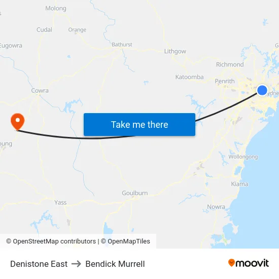 Denistone East to Bendick Murrell map