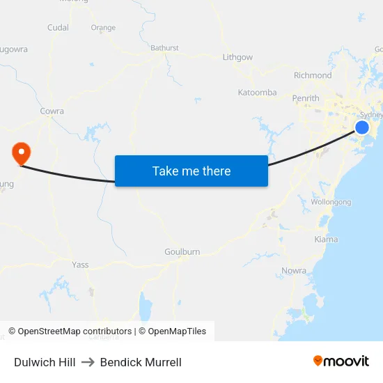 Dulwich Hill to Bendick Murrell map