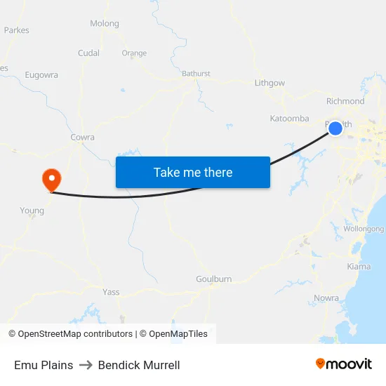 Emu Plains to Bendick Murrell map